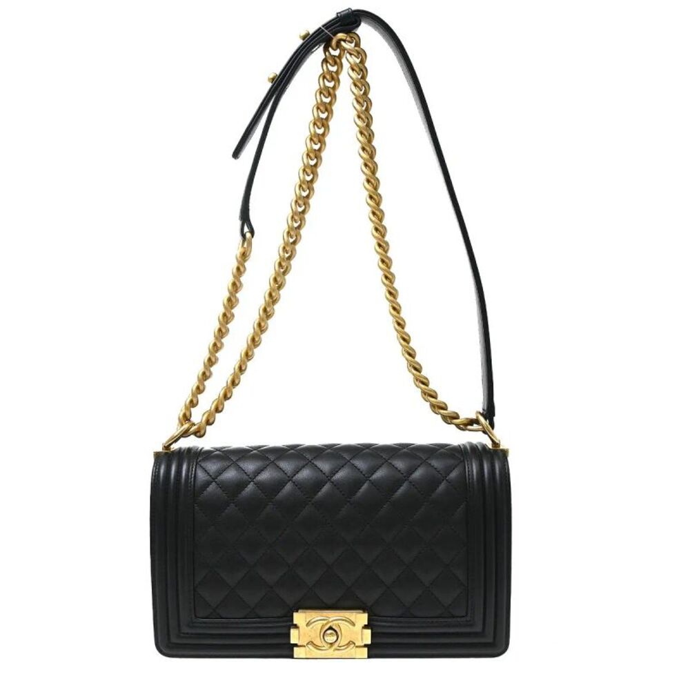 Chanel Boy Flap Quilted Calfskin Black Leather Shoulder Bag Bag